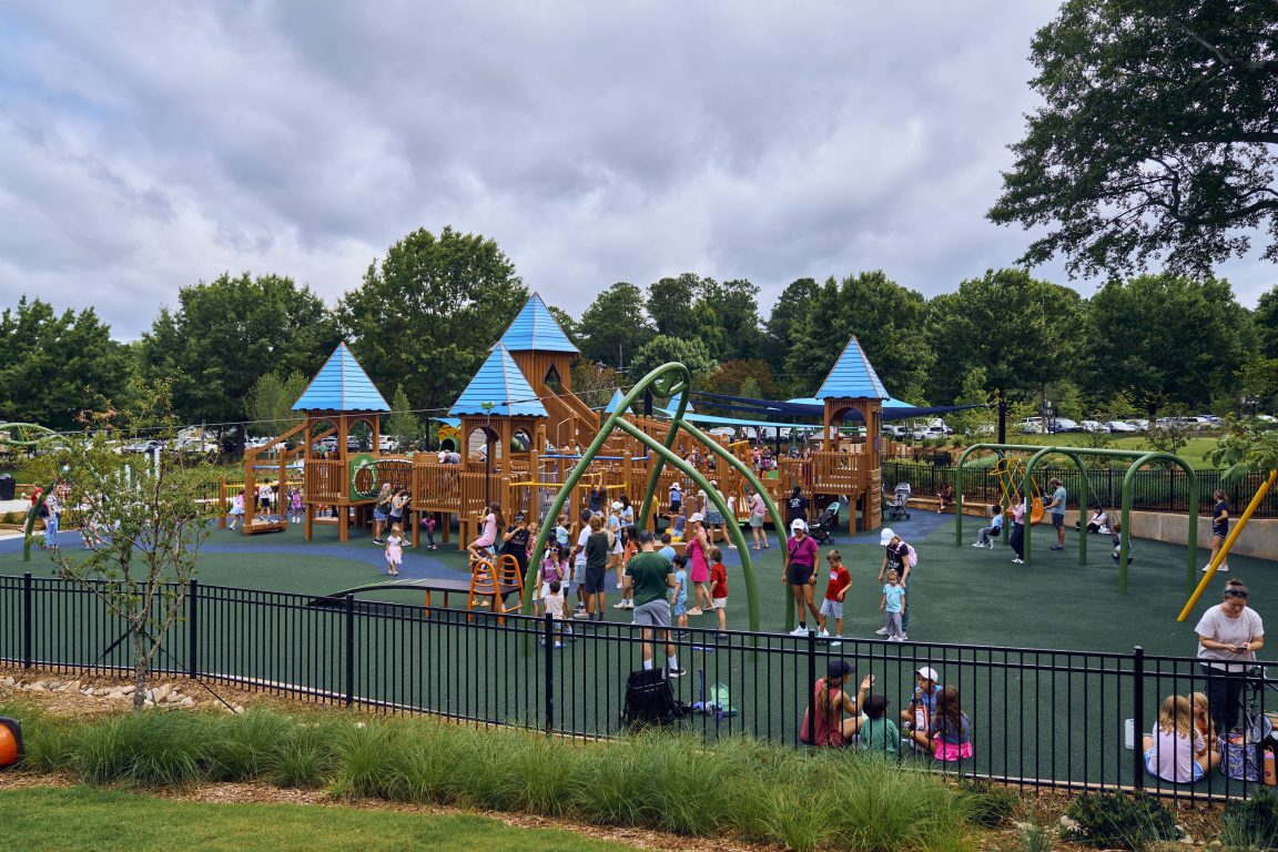 Children play on a playground in Alpharetta.
