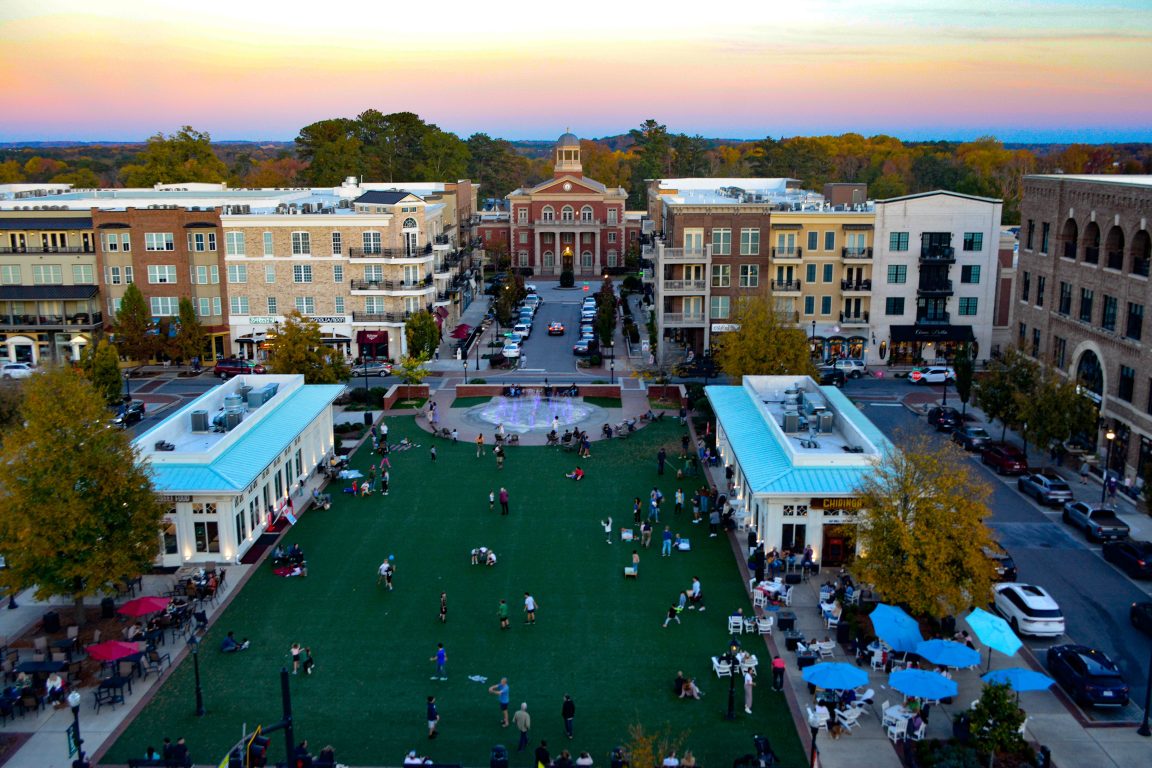 Aerial view of downtown Alpharetta