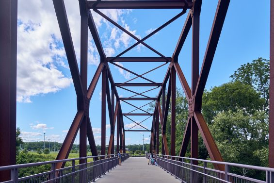 A pedestrian bridge in Johns Creek.